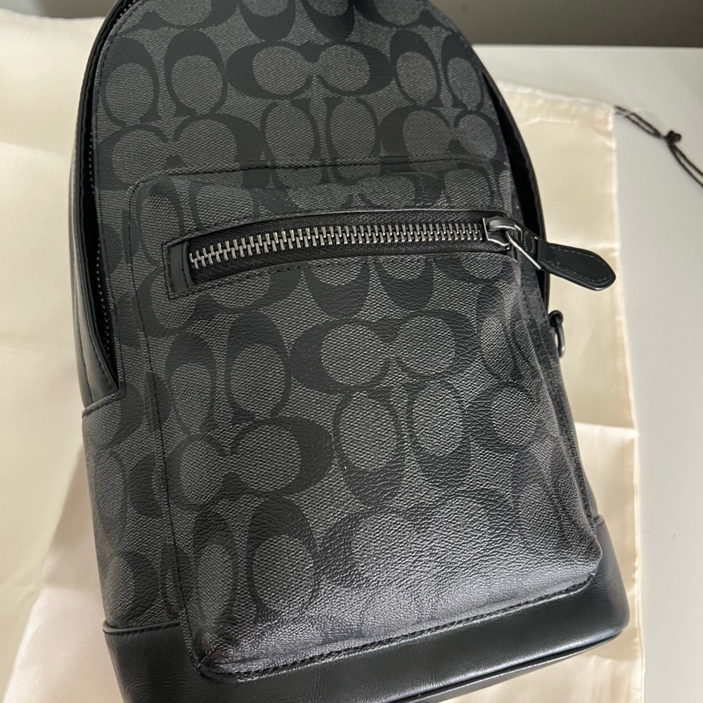 Coach Black and Gray Signature Backpack - Picture 7 of 9